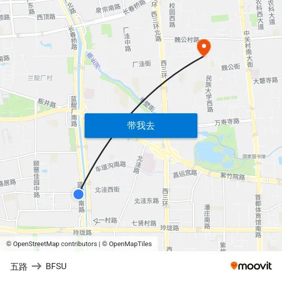 五路 to BFSU map