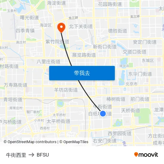 牛街西里 to BFSU map