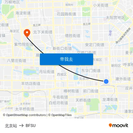 北京站 to BFSU map