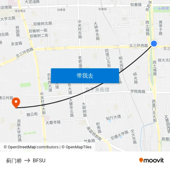 蓟门桥 to BFSU map