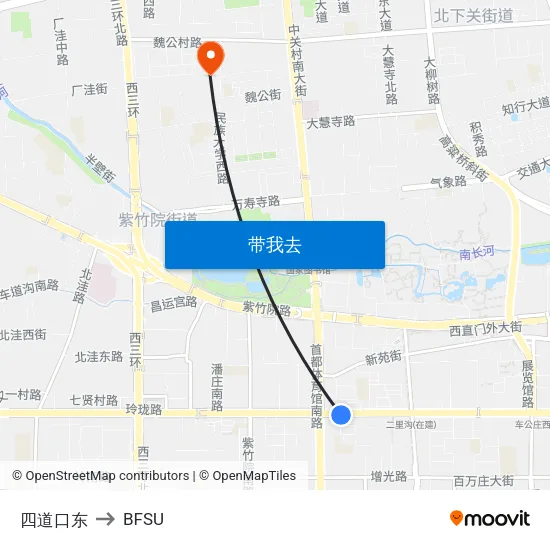 四道口东 to BFSU map