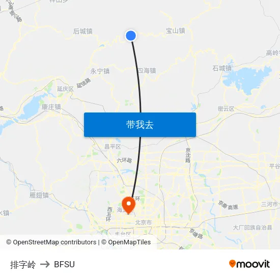排字岭 to BFSU map