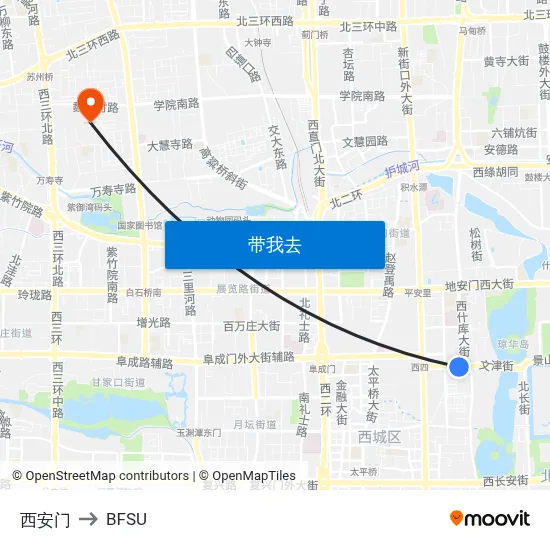 西安门 to BFSU map
