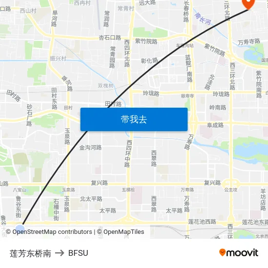 莲芳东桥南 to BFSU map