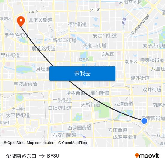 华威南路东口 to BFSU map