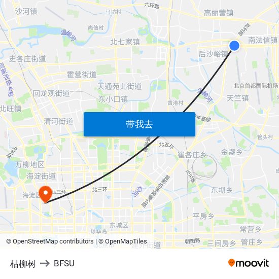 枯柳树 to BFSU map