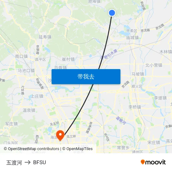 五渡河 to BFSU map