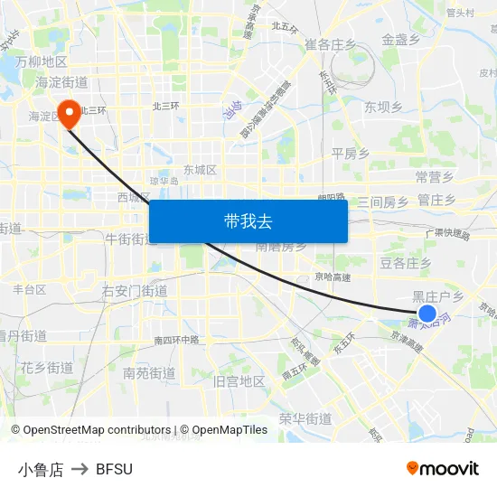 小鲁店 to BFSU map