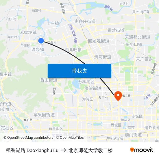 稻香湖路 Daoxianghu Lu to 北京师范大学教二楼 map