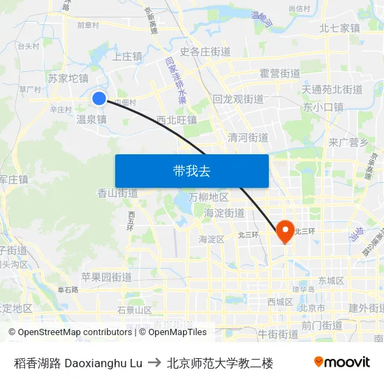 稻香湖路 Daoxianghu Lu to 北京师范大学教二楼 map