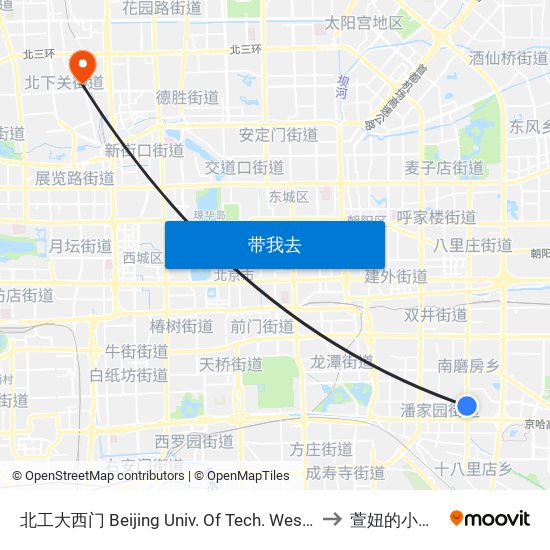 北工大西门 Beijing Univ. Of Tech. West Gate to 萱妞的小书桌 map