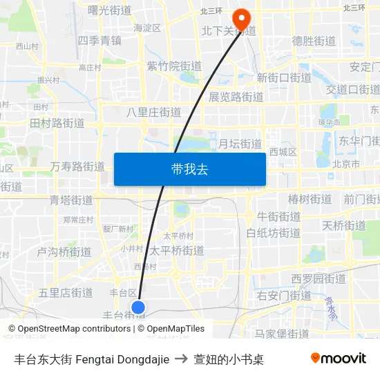丰台东大街 Fengtai Dongdajie to 萱妞的小书桌 map