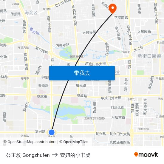 公主坟 Gongzhufen to 萱妞的小书桌 map
