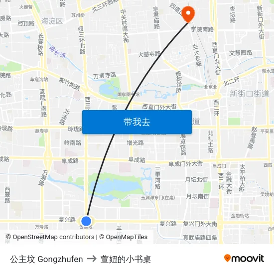 公主坟 Gongzhufen to 萱妞的小书桌 map