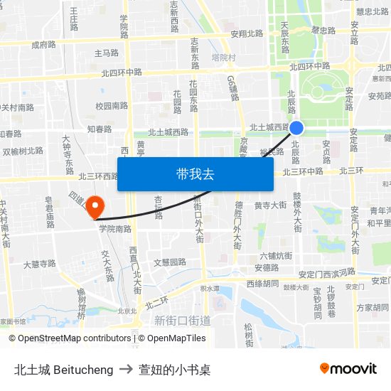 北土城 Beitucheng to 萱妞的小书桌 map