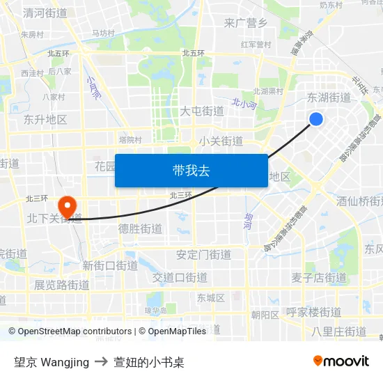 望京 Wangjing to 萱妞的小书桌 map