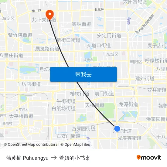 蒲黄榆 Puhuangyu to 萱妞的小书桌 map