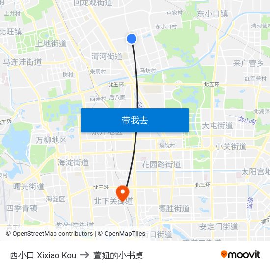 西小口 Xixiao Kou to 萱妞的小书桌 map