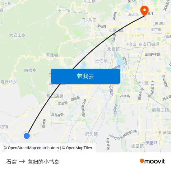 石窝 to 萱妞的小书桌 map