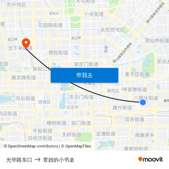 光华路东口 to 萱妞的小书桌 map