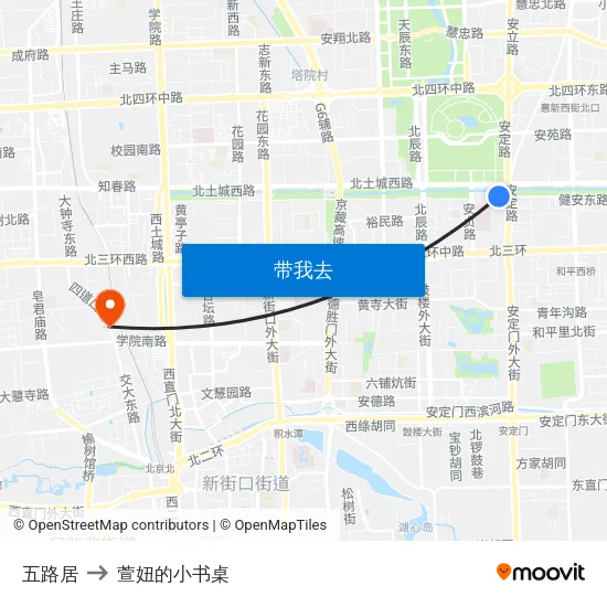 五路居 to 萱妞的小书桌 map