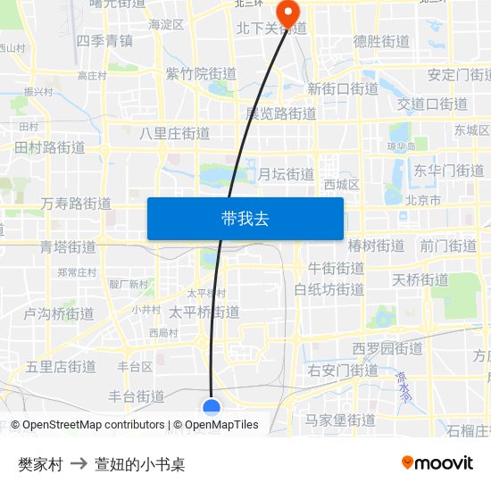 樊家村 to 萱妞的小书桌 map