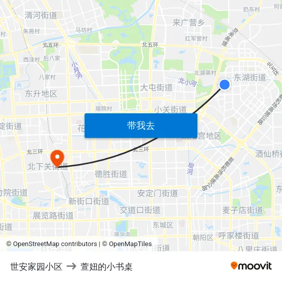 世安家园小区 to 萱妞的小书桌 map