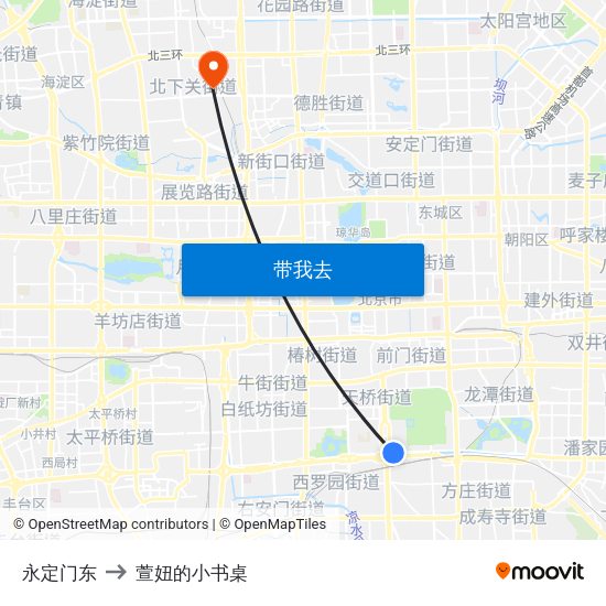 永定门东 to 萱妞的小书桌 map