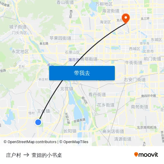 庄户村 to 萱妞的小书桌 map