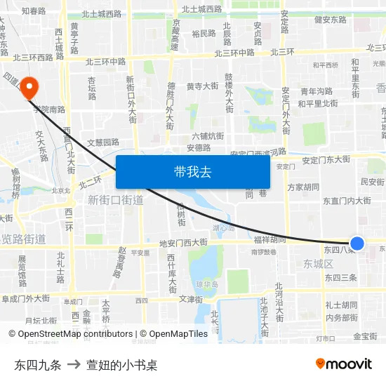 东四九条 to 萱妞的小书桌 map