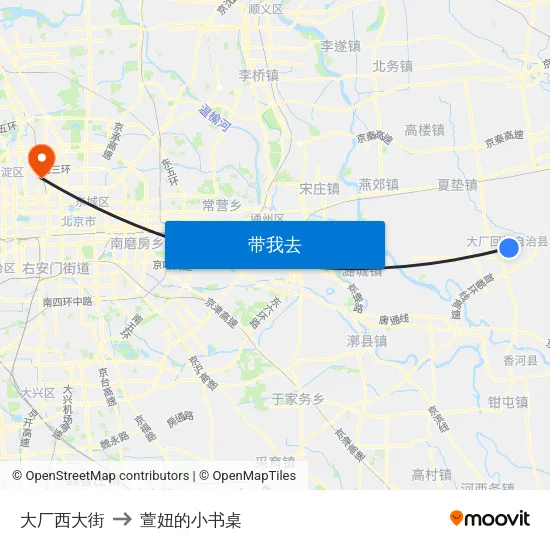 大厂西大街 to 萱妞的小书桌 map