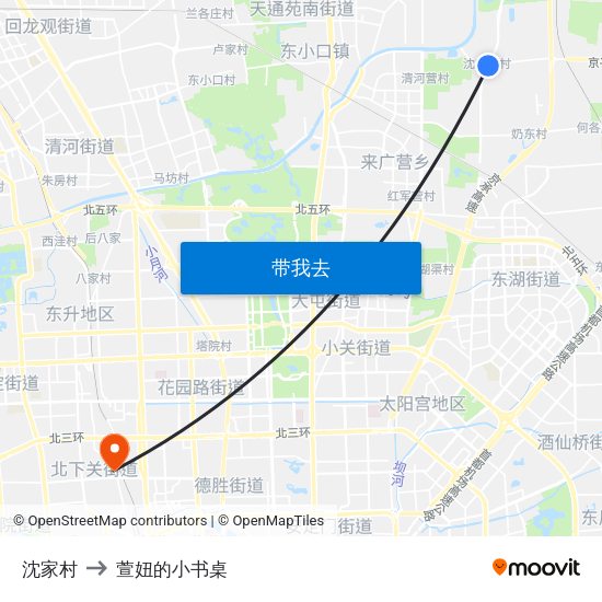 沈家村 to 萱妞的小书桌 map