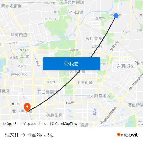 沈家村 to 萱妞的小书桌 map