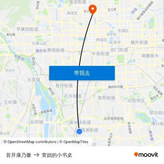 首开康乃馨 to 萱妞的小书桌 map
