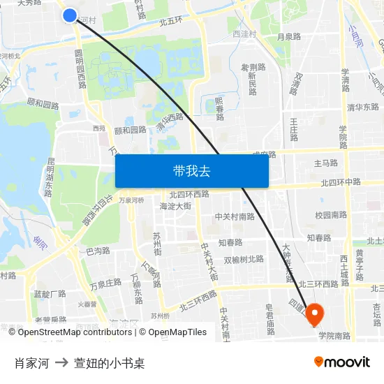 肖家河 to 萱妞的小书桌 map
