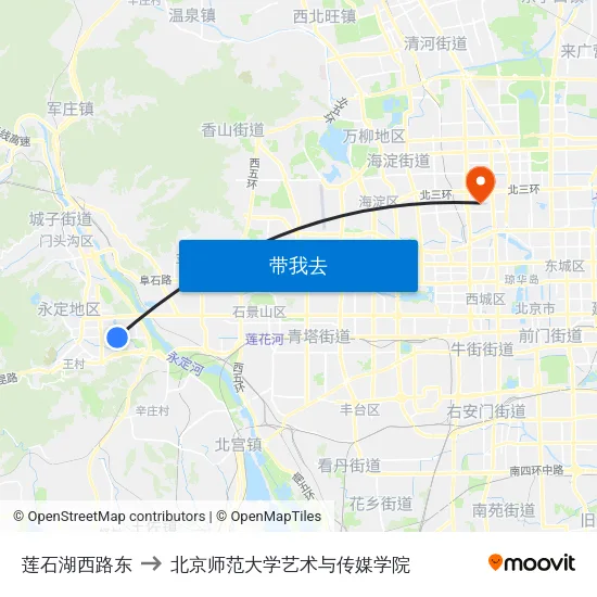 莲石湖西路东 to 北京师范大学艺术与传媒学院 map