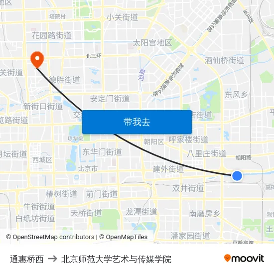 通惠桥西 to 北京师范大学艺术与传媒学院 map