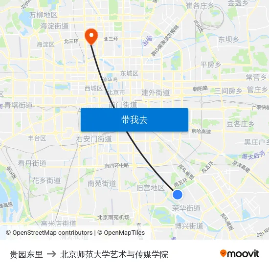 贵园东里 to 北京师范大学艺术与传媒学院 map