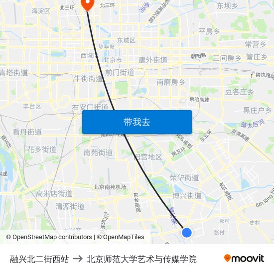 融兴北二街西站 to 北京师范大学艺术与传媒学院 map