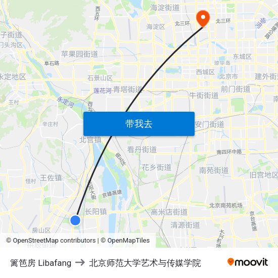 篱笆房 Libafang to 北京师范大学艺术与传媒学院 map