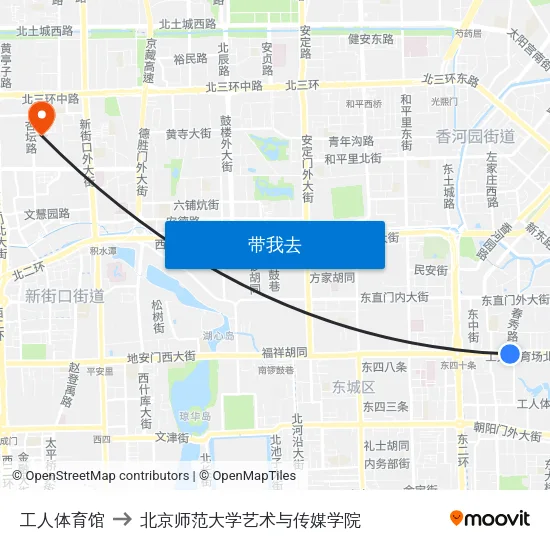 工人体育馆 to 北京师范大学艺术与传媒学院 map