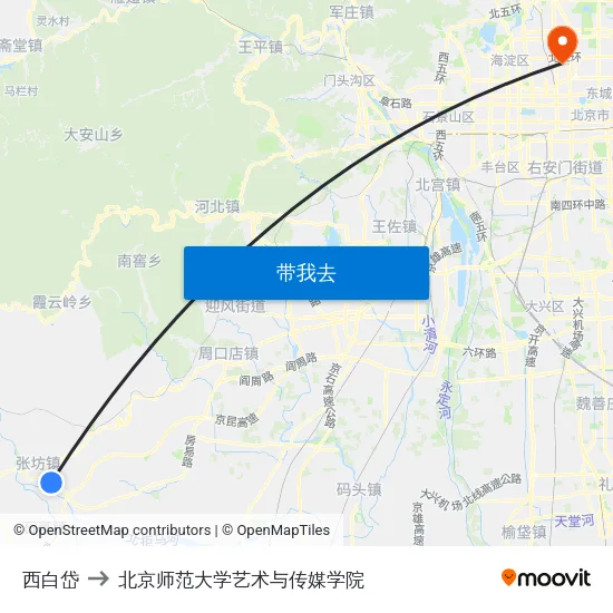西白岱 to 北京师范大学艺术与传媒学院 map