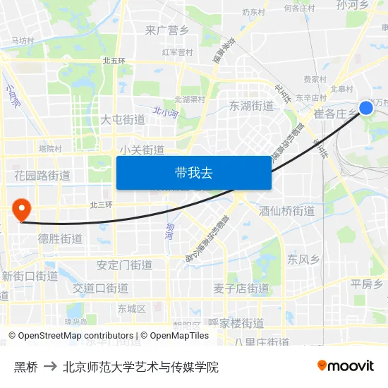 黑桥 to 北京师范大学艺术与传媒学院 map
