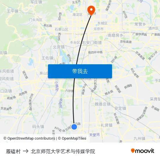 履磕村 to 北京师范大学艺术与传媒学院 map