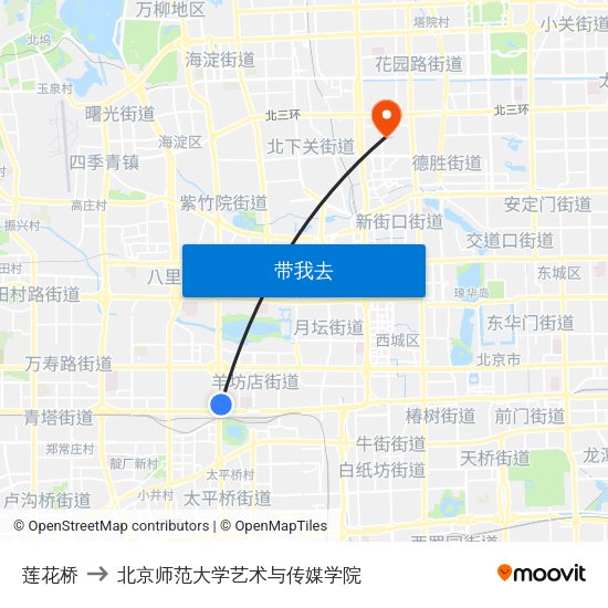 莲花桥 to 北京师范大学艺术与传媒学院 map