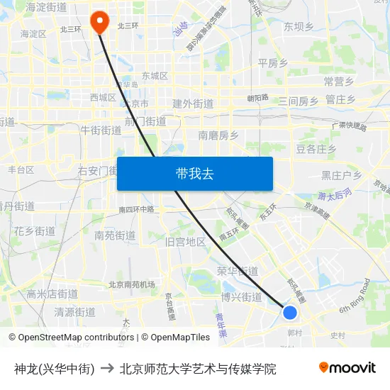 神龙(兴华中街) to 北京师范大学艺术与传媒学院 map