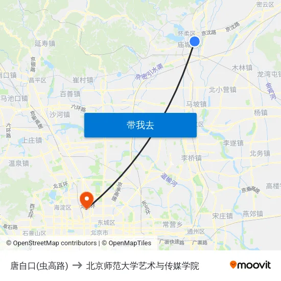 唐自口(虫高路) to 北京师范大学艺术与传媒学院 map
