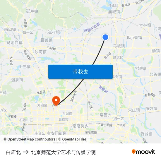 白庙北 to 北京师范大学艺术与传媒学院 map