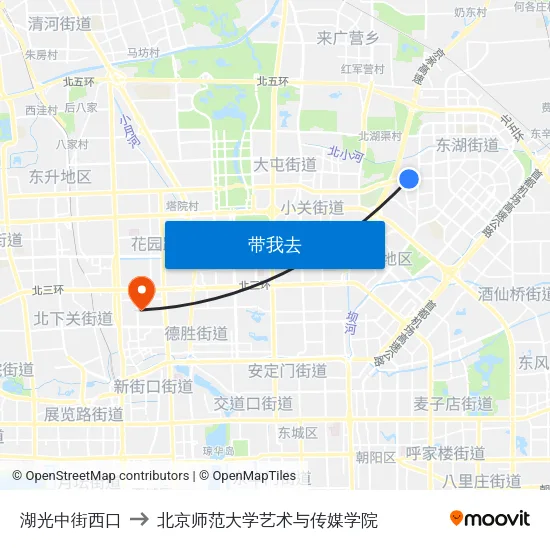 湖光中街西口 to 北京师范大学艺术与传媒学院 map