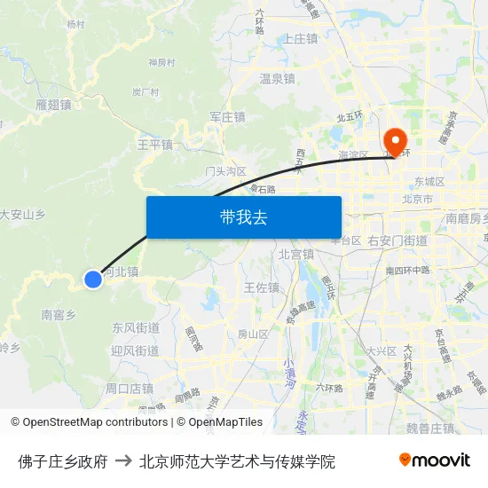 佛子庄乡政府 to 北京师范大学艺术与传媒学院 map